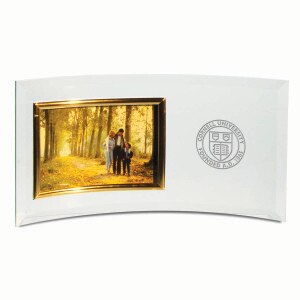 Custom Cornell Seal Horizontal Curved Crystal Glass Frame